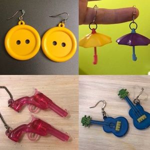 4 pairs of “found object” earrings